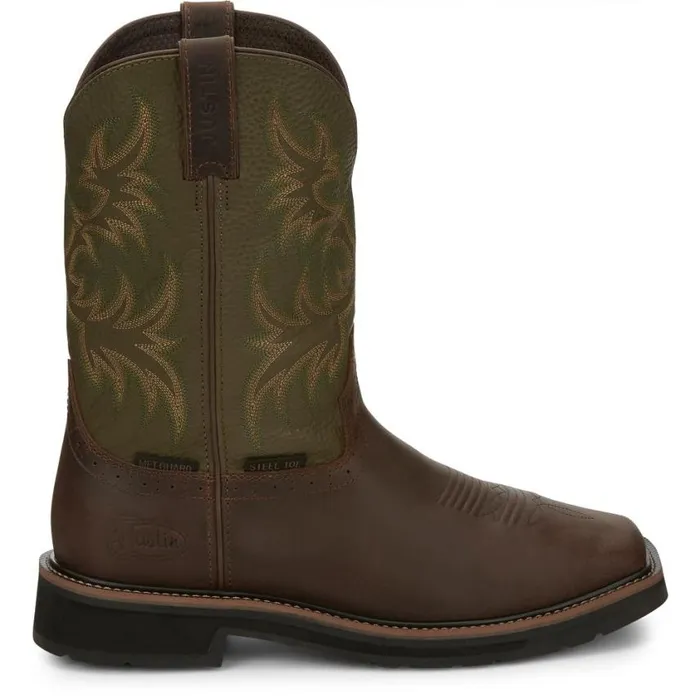 Work Men Justin Boots Keavan 11034 Met Guard Steel Toe Work Boot Dark Brown 040brown041