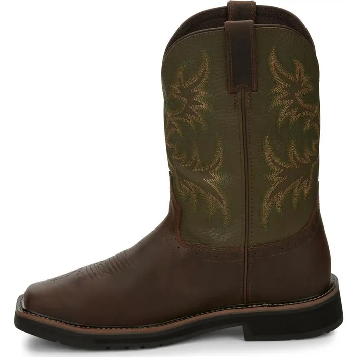 Work Men Justin Boots Keavan 11034 Met Guard Steel Toe Work Boot Dark Brown 040brown041