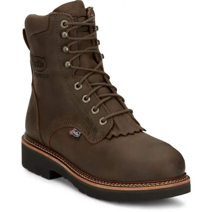 Work Men Justin Boots Rivot 8034 Waterproof Steel Toe Hickory Brown 040brown041