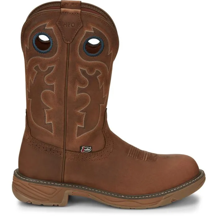 Work Men Justin Boots Rush 11034 Waterproof Work Boot Brown