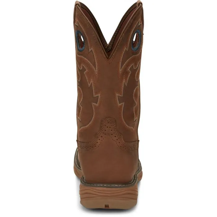 Work Men Justin Boots Rush 11034 Waterproof Work Boot Brown
