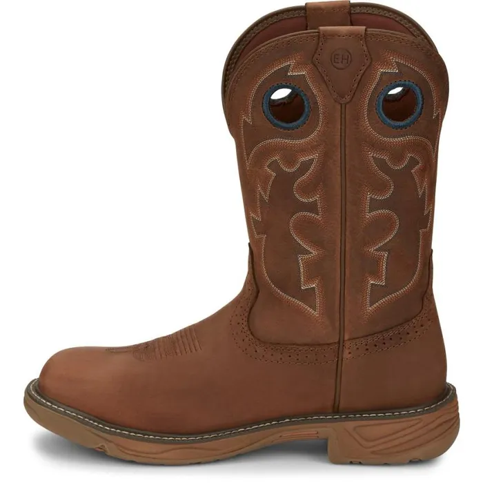 Work Men Justin Boots Rush 11034 Waterproof Work Boot Brown