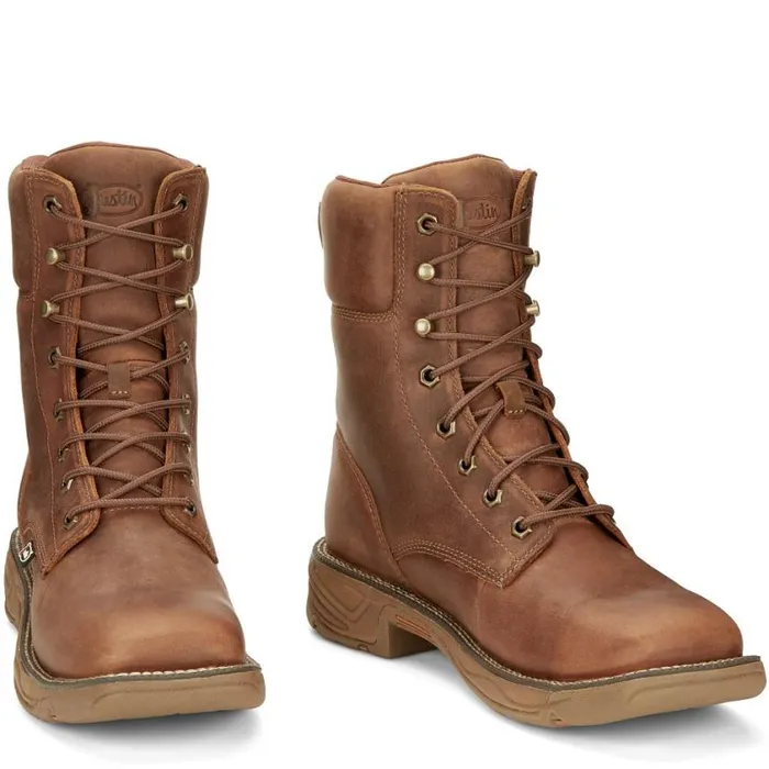Work Men Justin Boots Rush 8034 Waterproof LaceUp Work Boot Barley Brown 040brown041