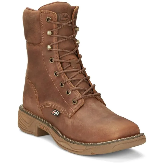 Work Men Justin Boots Rush 8034 Waterproof LaceUp Work Boot Barley Brown 040brown041