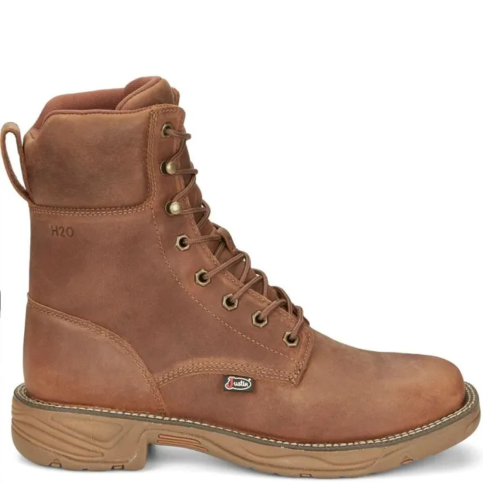 Work Men Justin Boots Rush 8034 Waterproof LaceUp Work Boot Barley Brown 040brown041