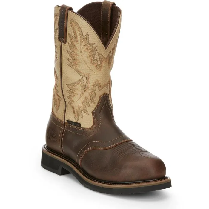 Work Men Justin Boots Superintendent 11034 Steel Toe Work Boot Golden Brown 040brown041