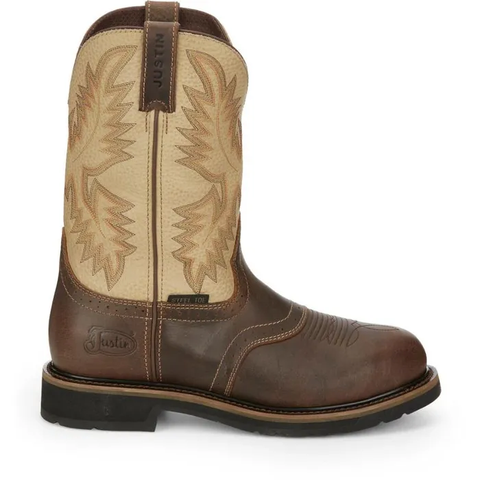 Work Men Justin Boots Superintendent 11034 Steel Toe Work Boot Golden Brown 040brown041