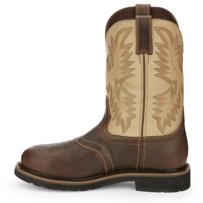 Work Men Justin Boots Superintendent 11034 Steel Toe Work Boot Golden Brown 040brown041