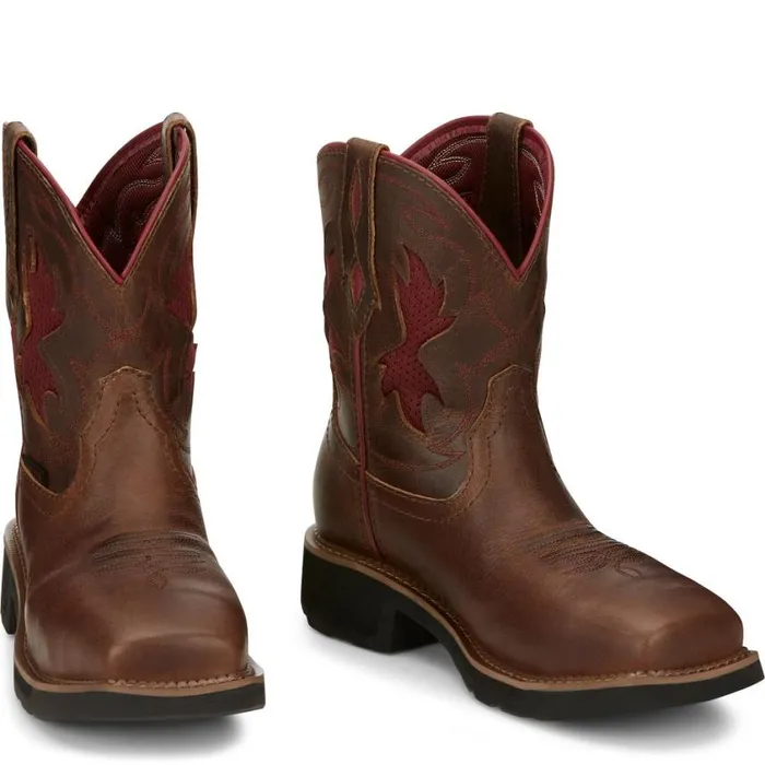 Work Women Justin Boots Lathey 8034 Nano Composite Toe Work Boot Brown