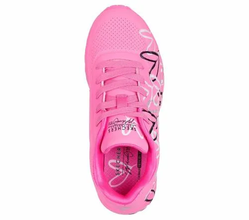 X JGoldcrown Uno Lite 8211 Metallic Love Hot Pink Multi Kids SKECHERS Kids UK Sizes 9525
