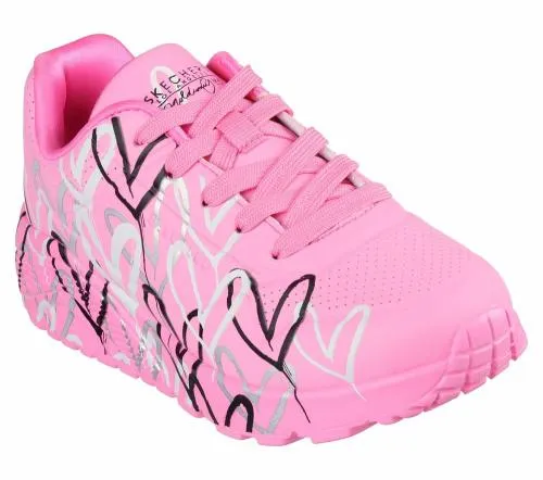 X JGoldcrown Uno Lite 8211 Metallic Love Hot Pink Multi Kids SKECHERS Kids UK Sizes 9525