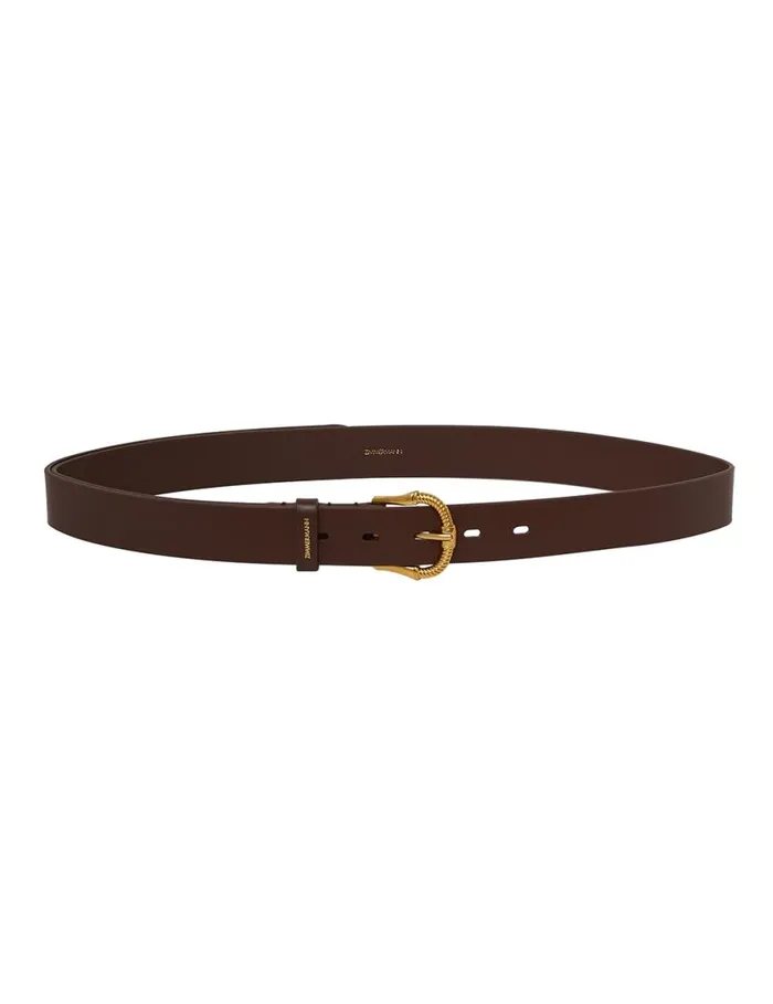 Zimmermann Belts Twisted Buckle Leather Belt 30 Chocolate 8211 Women