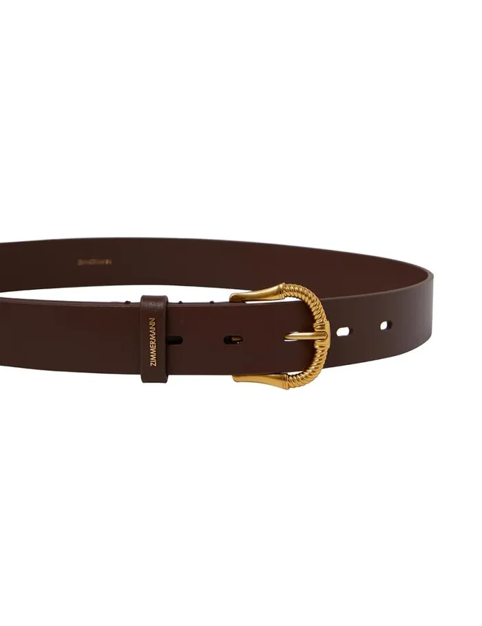 Zimmermann Belts Twisted Buckle Leather Belt 30 Chocolate 8211 Women