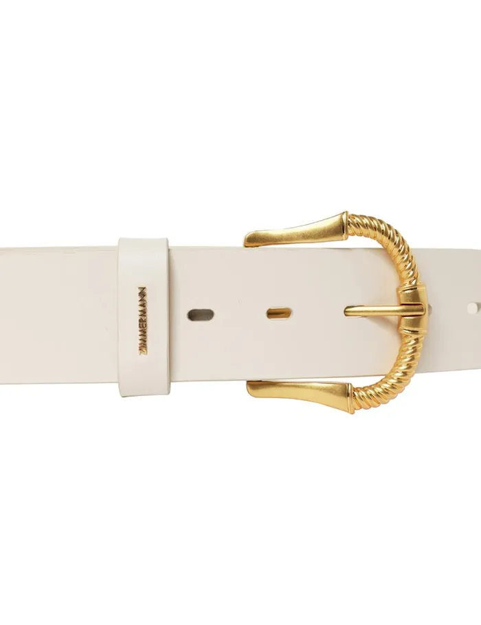 Zimmermann Belts Twisted Buckle Leather Belt 40 Macadamia 8211 Women