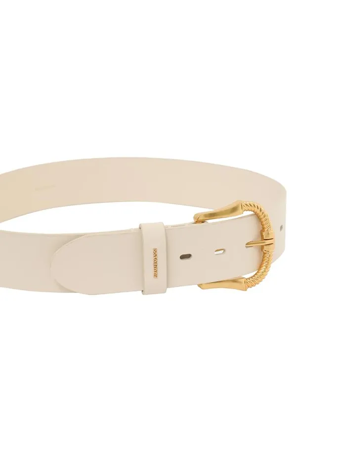 Zimmermann Belts Twisted Buckle Leather Belt 40 Macadamia 8211 Women