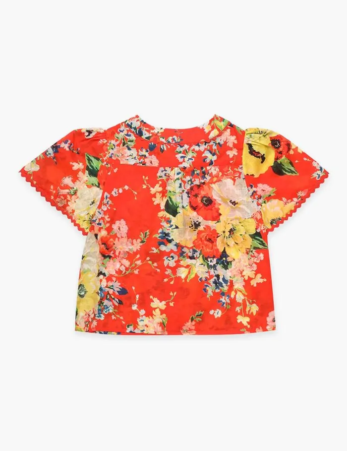 Zimmermann Clothing Alight Flutter Sleeve Top Red Floral 8211 Kids