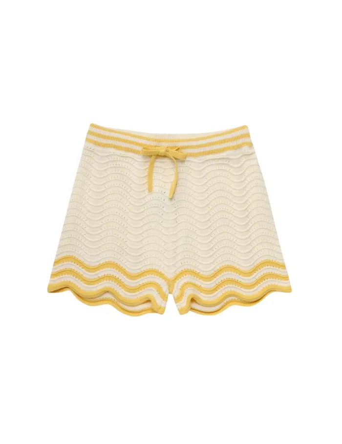 Zimmermann Clothing Alight Textured Knit Shorts Creamyellow 8211 Kids