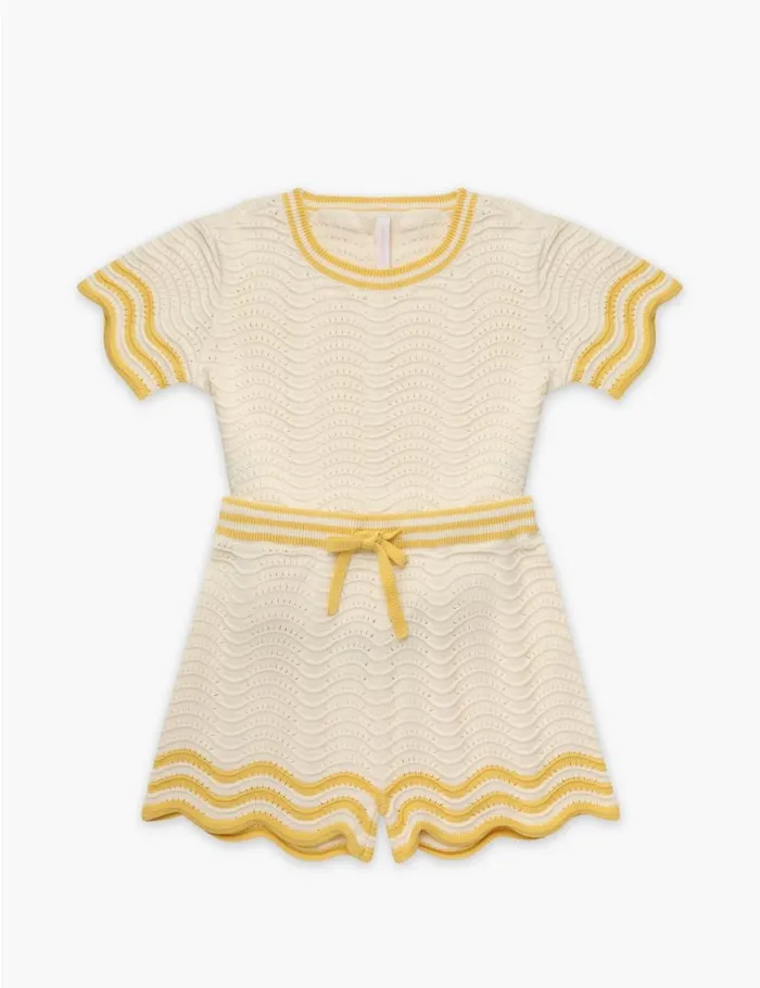 Zimmermann Clothing Alight Textured Knit Shorts Creamyellow 8211 Kids