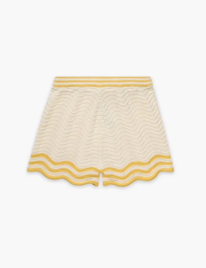 Zimmermann Clothing Alight Textured Knit Shorts Creamyellow 8211 Kids