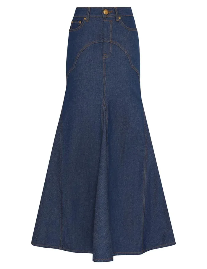 Zimmermann Clothing Denim Maxi Skirt Railway Blue 8211 Women