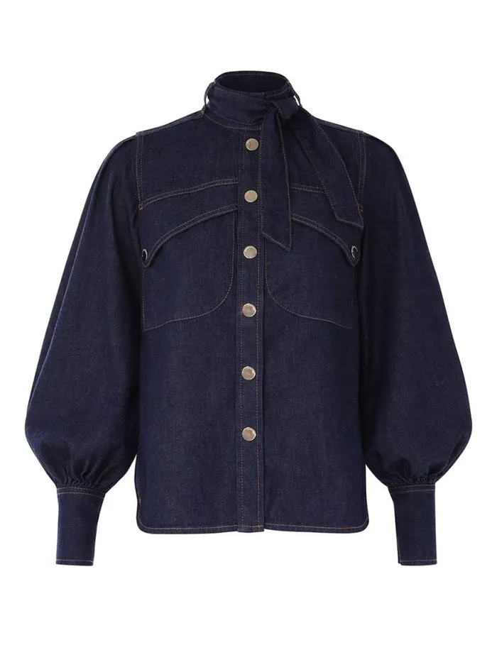 Zimmermann Clothing Denim Pocket Shirt Ink 8211 Women