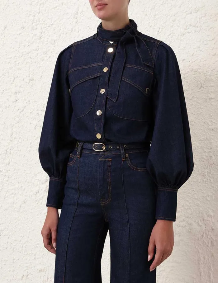 Zimmermann Clothing Denim Pocket Shirt Ink 8211 Women