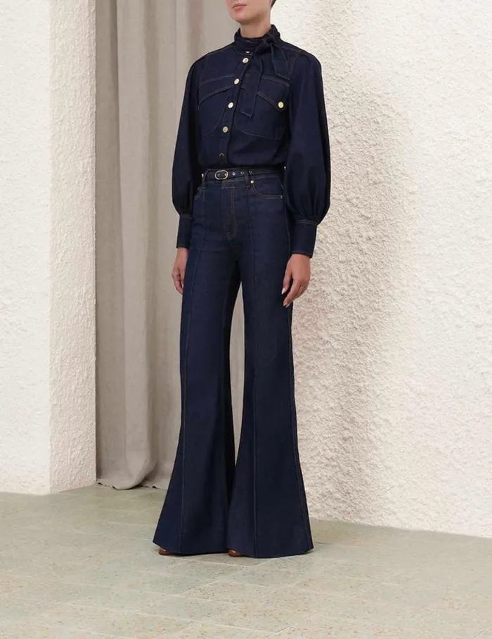 Zimmermann Clothing Denim Pocket Shirt Ink 8211 Women