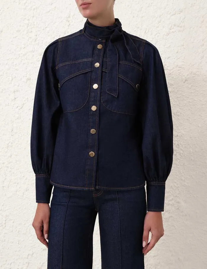 Zimmermann Clothing Denim Pocket Shirt Ink 8211 Women