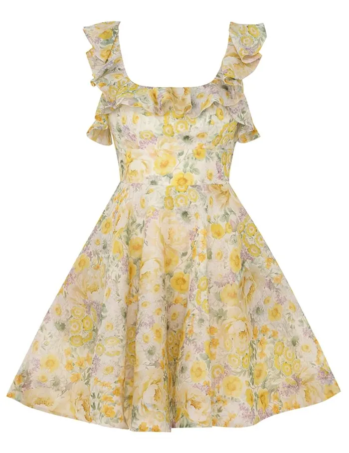 Zimmermann Clothing Harmony Frilled Mini Citrus Garden Print 8211 Women