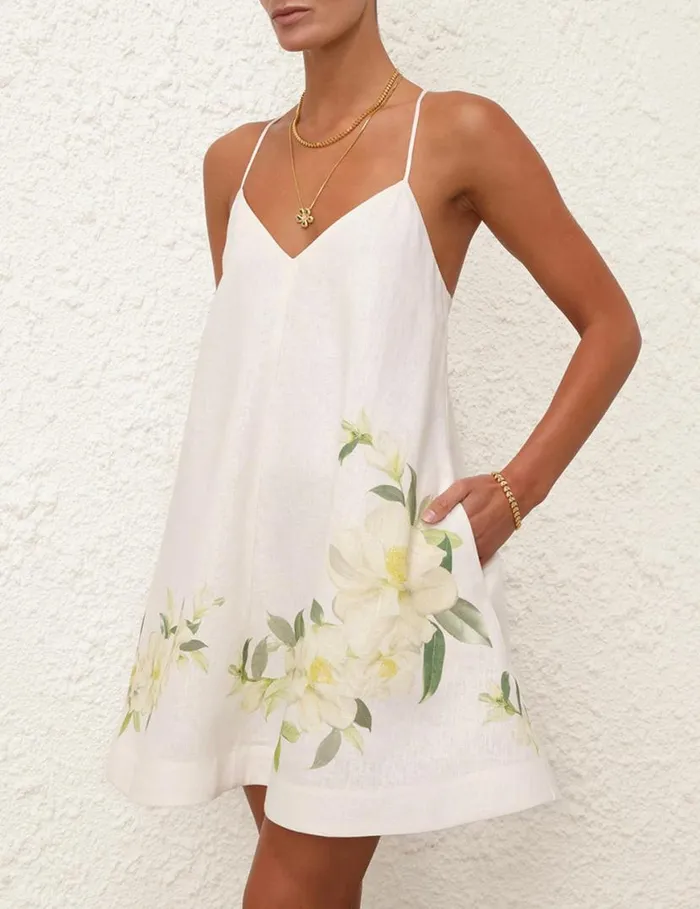 Zimmermann Clothing Harmony Swing Dress Ivory Magnolia 8211 Women
