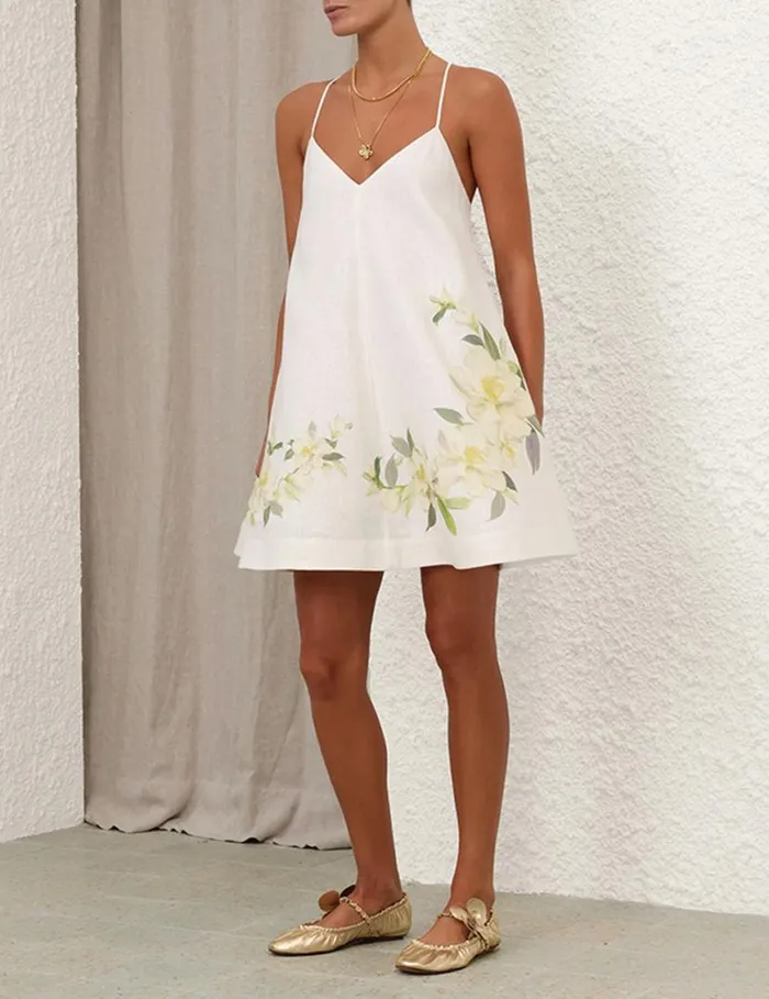 Zimmermann Clothing Harmony Swing Dress Ivory Magnolia 8211 Women