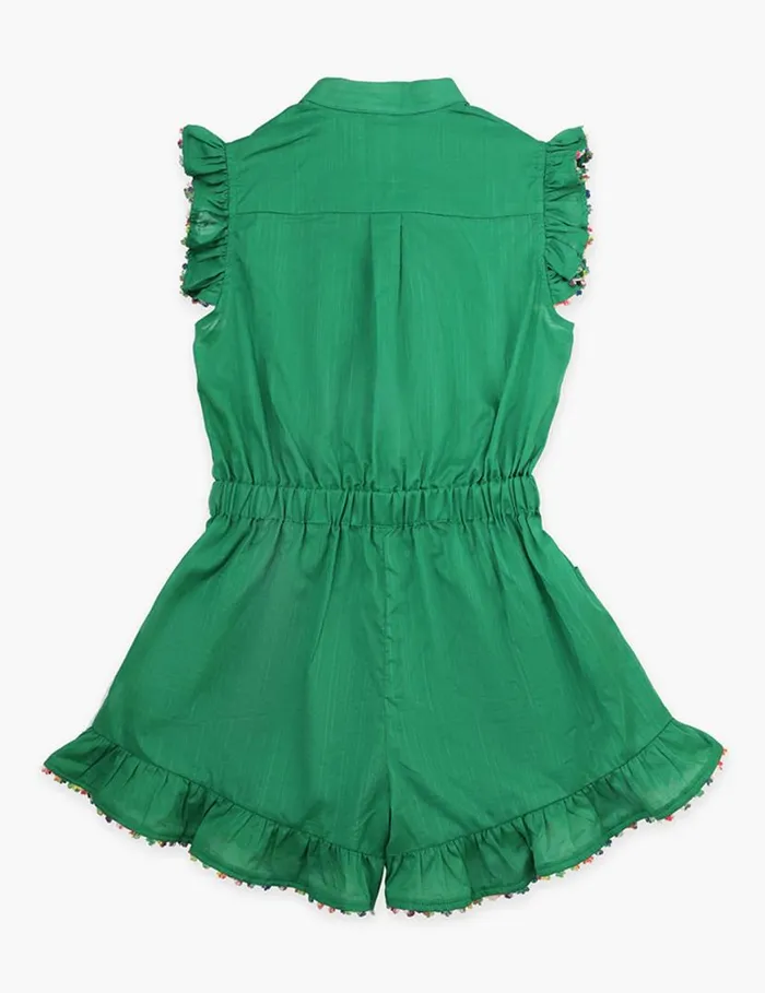 Zimmermann Clothing Junie Frill Playsuit Green 8211 Kids