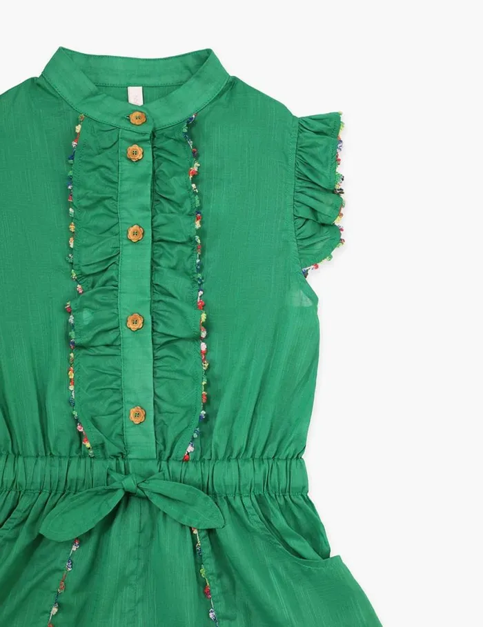 Zimmermann Clothing Junie Frill Playsuit Green 8211 Kids