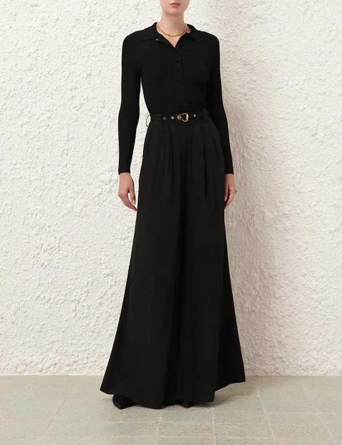 Zimmermann Clothing Knit Polo Top Black 8211 Women