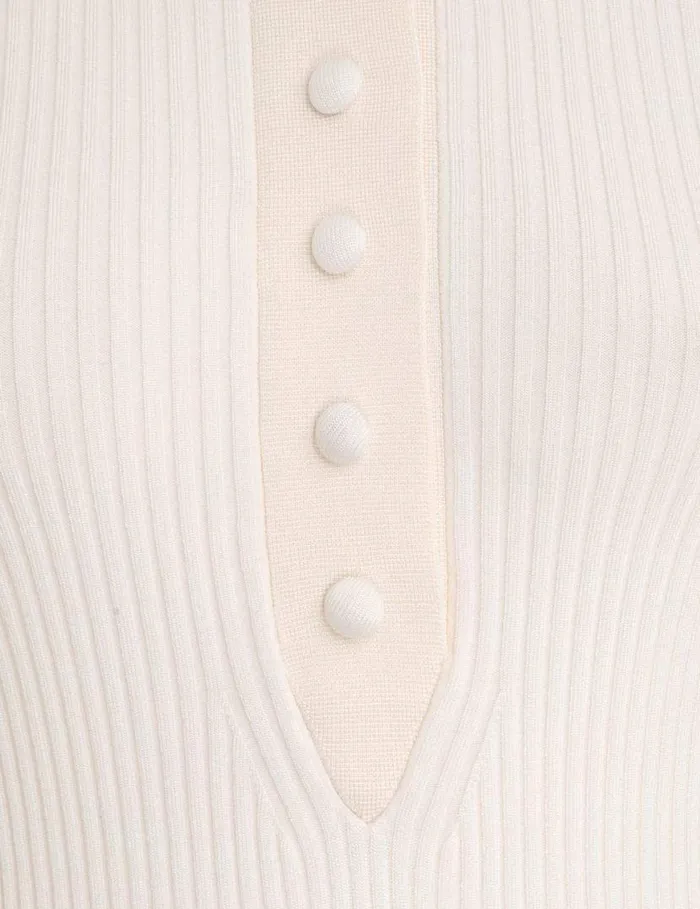 Zimmermann Clothing Knit Polo Top Parchment 8211 Women