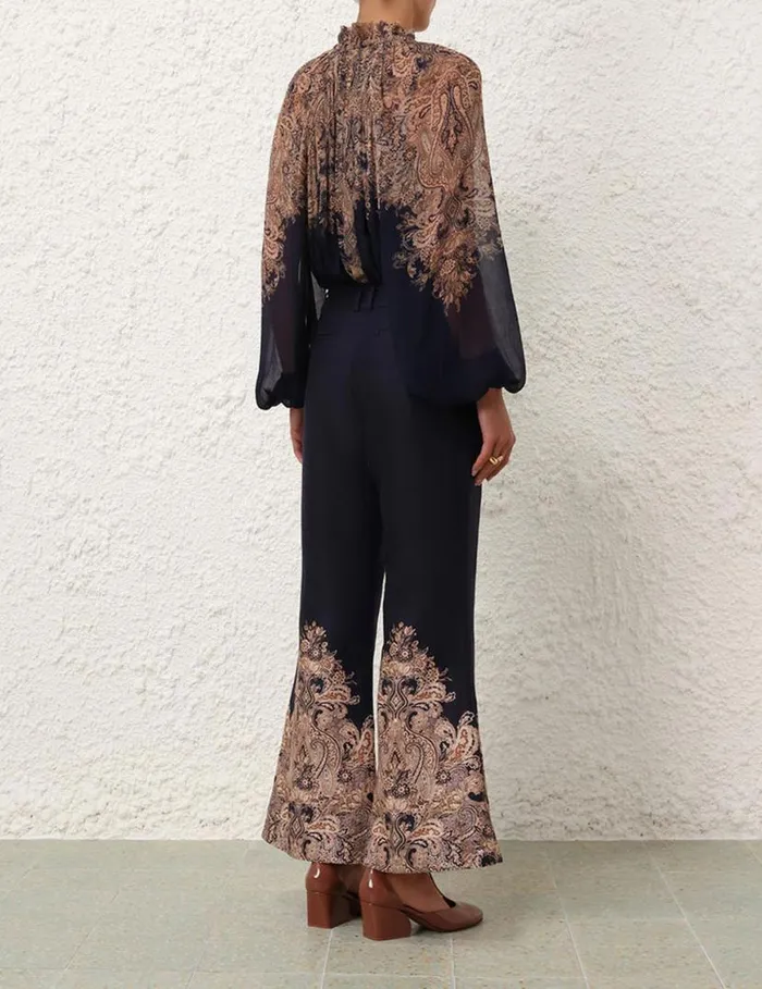 Zimmermann Clothing Natura Billow Blouse Navy Paisley 8211 Women