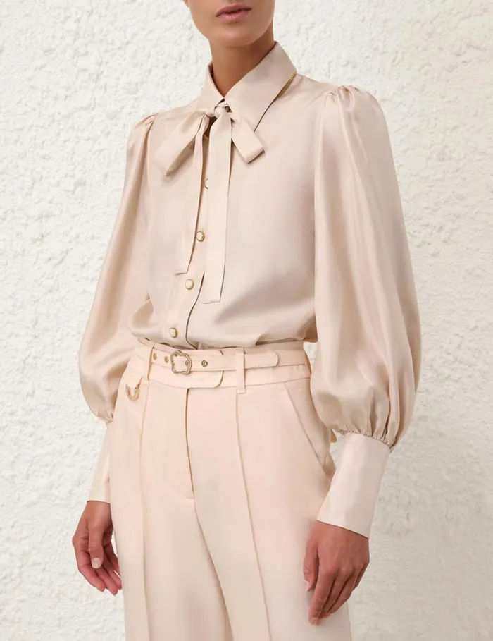 Zimmermann Clothing Natura Blouson Shirt Pearl 8211 Women