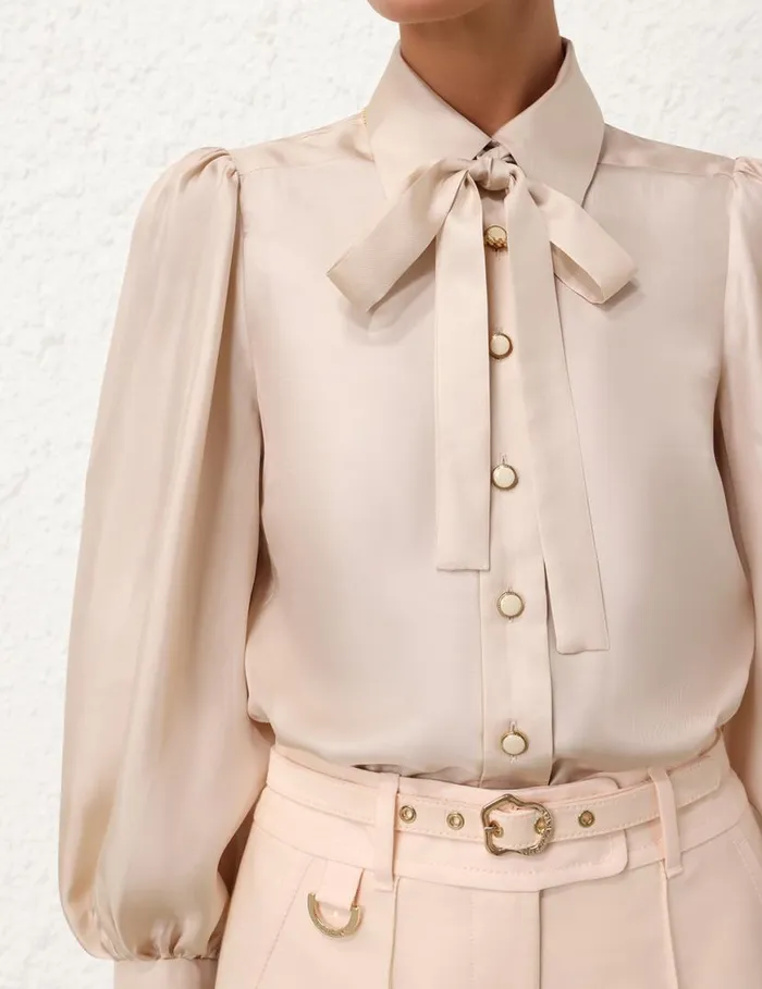 Zimmermann Clothing Natura Blouson Shirt Pearl 8211 Women