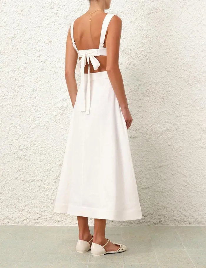 Zimmermann Clothing Natura Flare Skirt Ivory Camellia 8211 Women