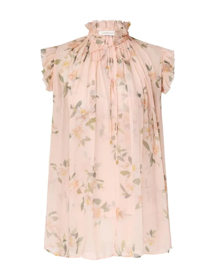 Zimmermann Clothing Natura Frilled Tank Coral Camellia 8211 Women
