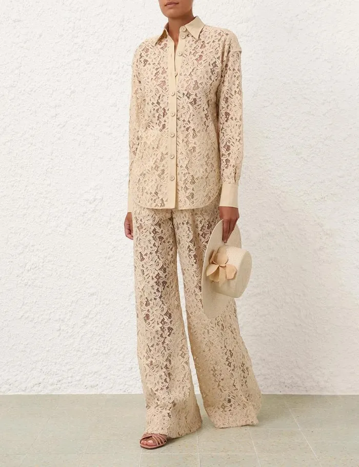 Zimmermann Clothing Natura Lace Shirt Tea 8211 Women