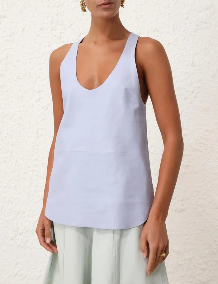 Zimmermann Clothing Natura Leather Tank Lilac Blue 8211 Women