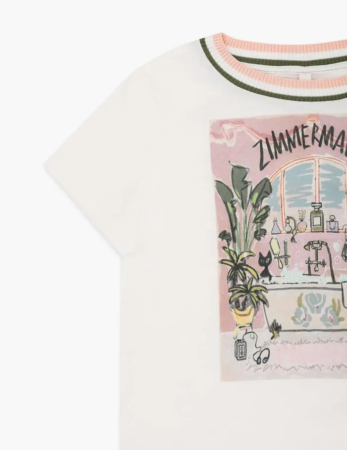 Zimmermann Clothing Ottie Printed Kids Tee Ivory 8211 Kids