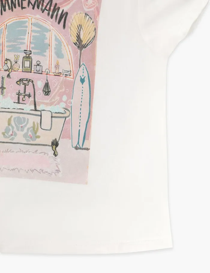Zimmermann Clothing Ottie Printed Kids Tee Ivory 8211 Kids
