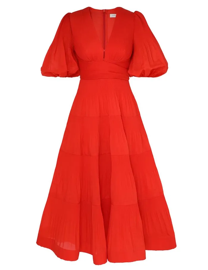 Zimmermann Clothing Pleated Midi Dress Tomato 8211 Women