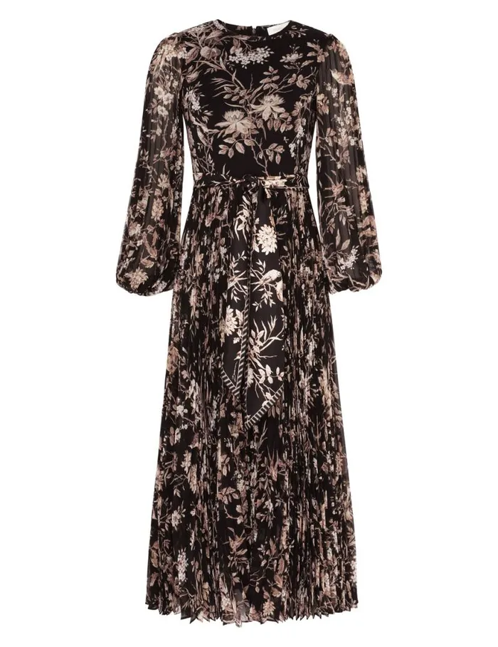 Zimmermann Clothing Sunray Long Sleeve Midi Black Mockingbird 8211 Women