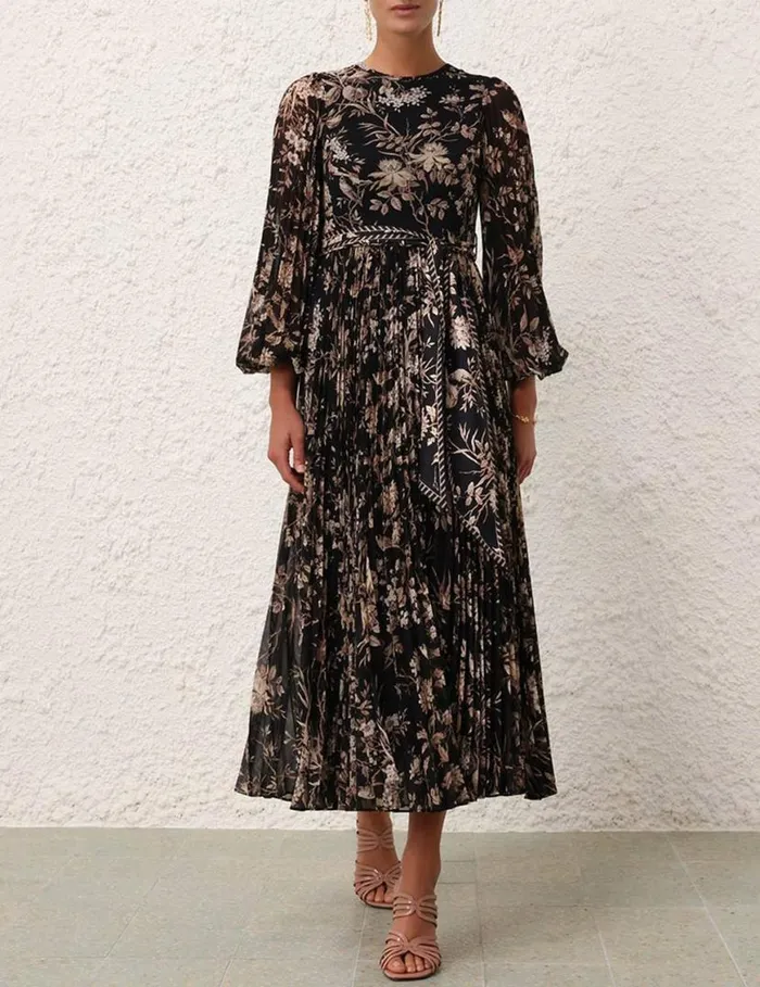 Zimmermann Clothing Sunray Long Sleeve Midi Black Mockingbird 8211 Women