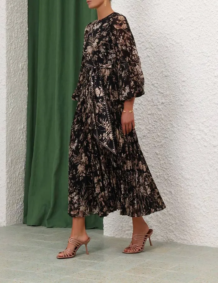Zimmermann Clothing Sunray Long Sleeve Midi Black Mockingbird 8211 Women