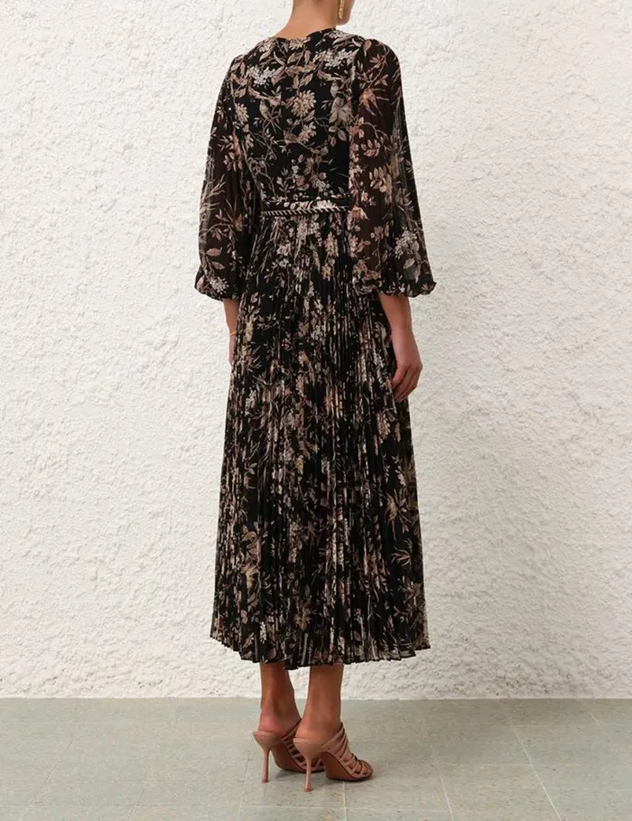 Zimmermann Clothing Sunray Long Sleeve Midi Black Mockingbird 8211 Women