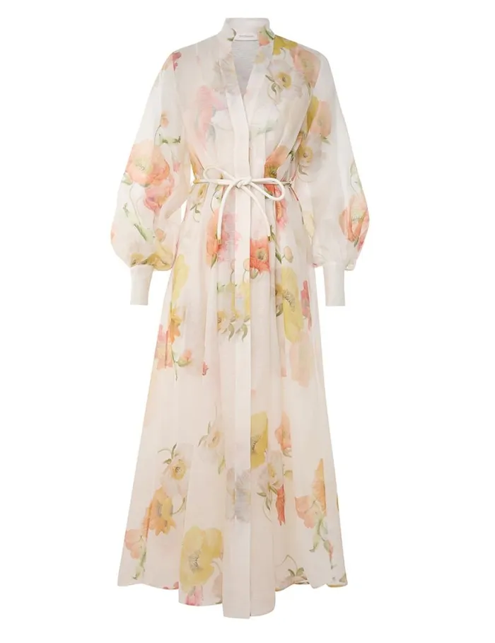 Zimmermann Clothing Tranquillity Shacket Dress Multi Poppy 8211 Women